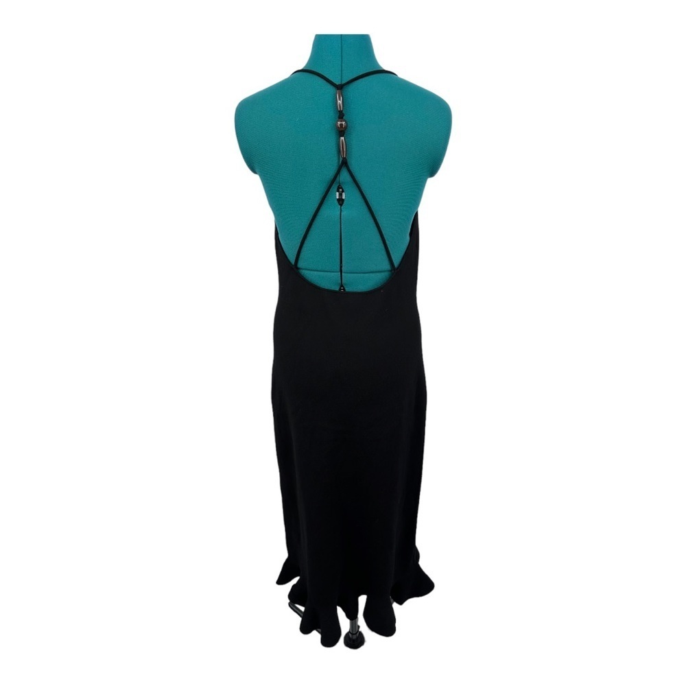 Rebecca Taylor Ribbed Knit Stretch Knotted Beaded Back Column Bodycon Dress NWOT - Picture 4 of 11